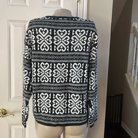 NWT J . Jill Black/Cream Print Pullover Sweater, m - Picture 4 of 5